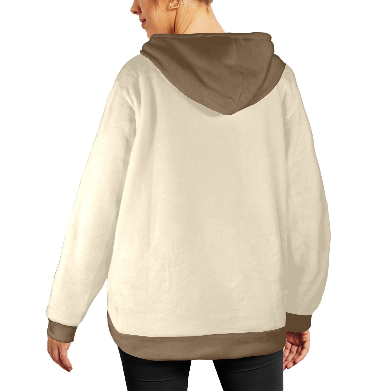 Women's Pearl Yellow & Brown Solid Flannel Hoodie