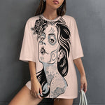 Women's Tattooed Overall Acid & Punk Oversized T-shirt