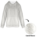 Women's Light Grey Solid Flannel Hoodie