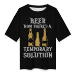 Women's Beer Solution Typography Oversized T-shirt