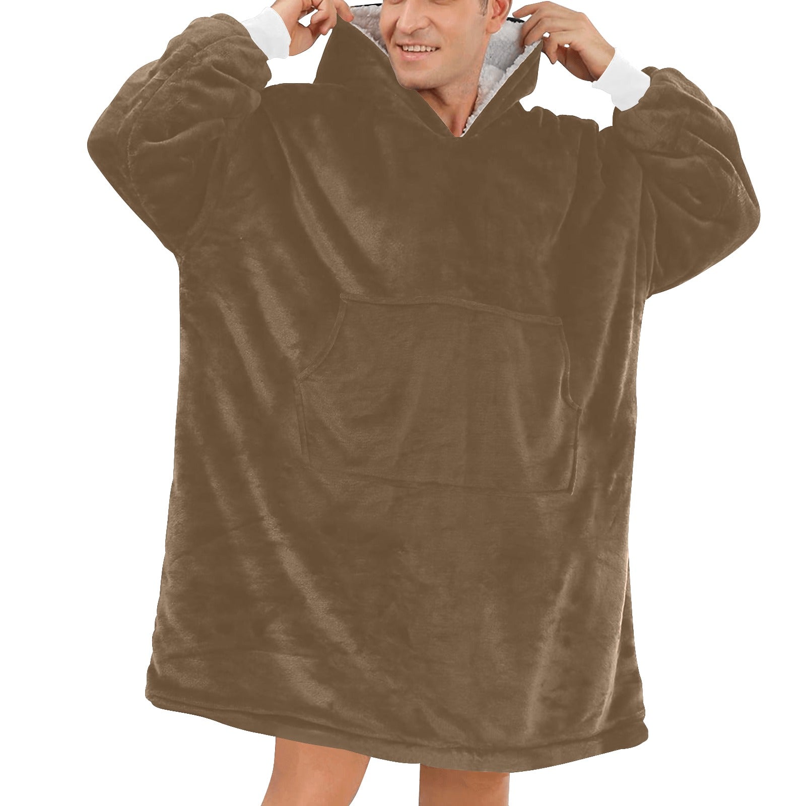 Men's Coffee Brown Solid Blanket Hoodie
