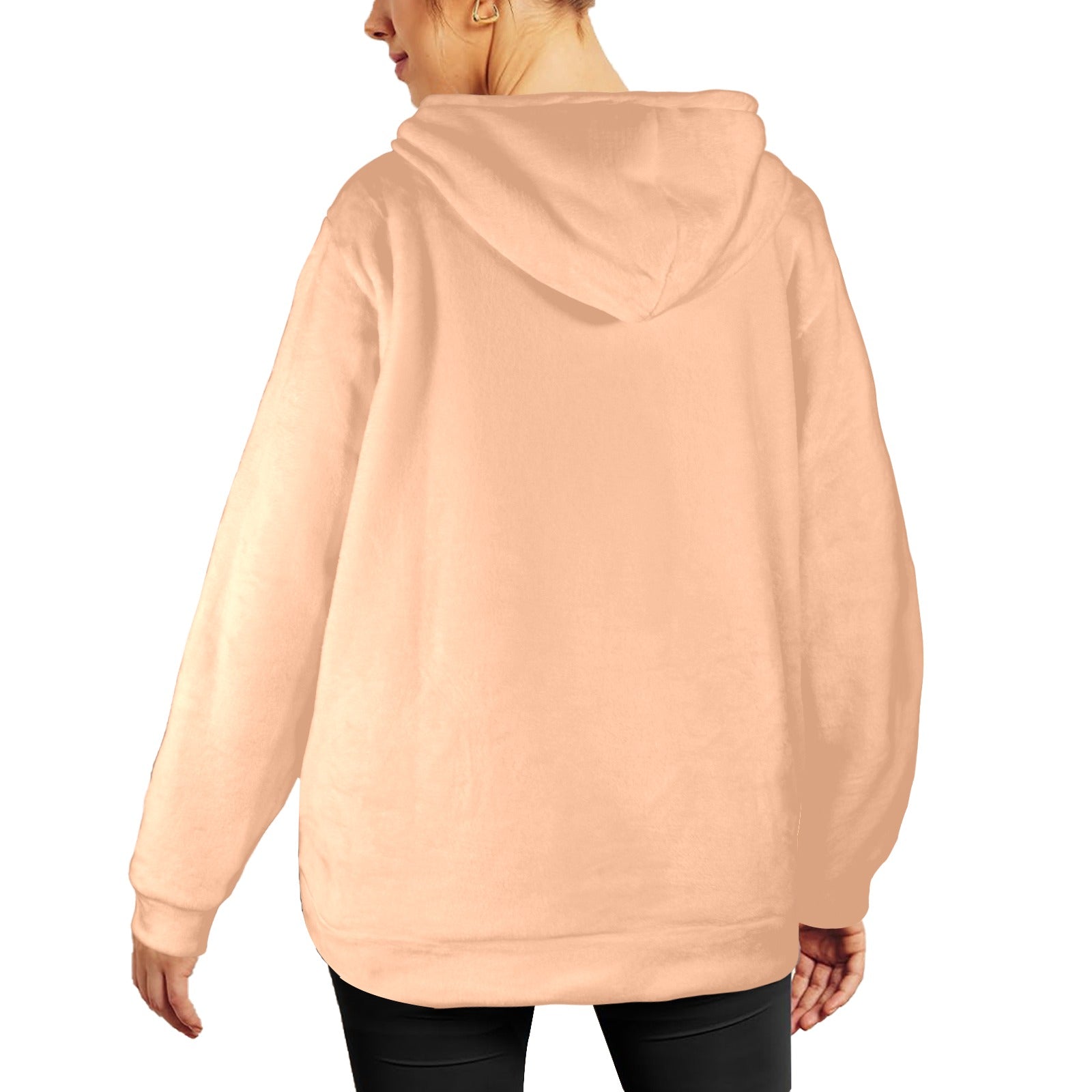 Women's Peach Fuss Solid Flannel Hoodie