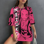 Women's Nezuko All Over Demon Slayer Anime Oversized T-shirt