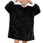 Men's Black & White Solid Blanket Hoodie