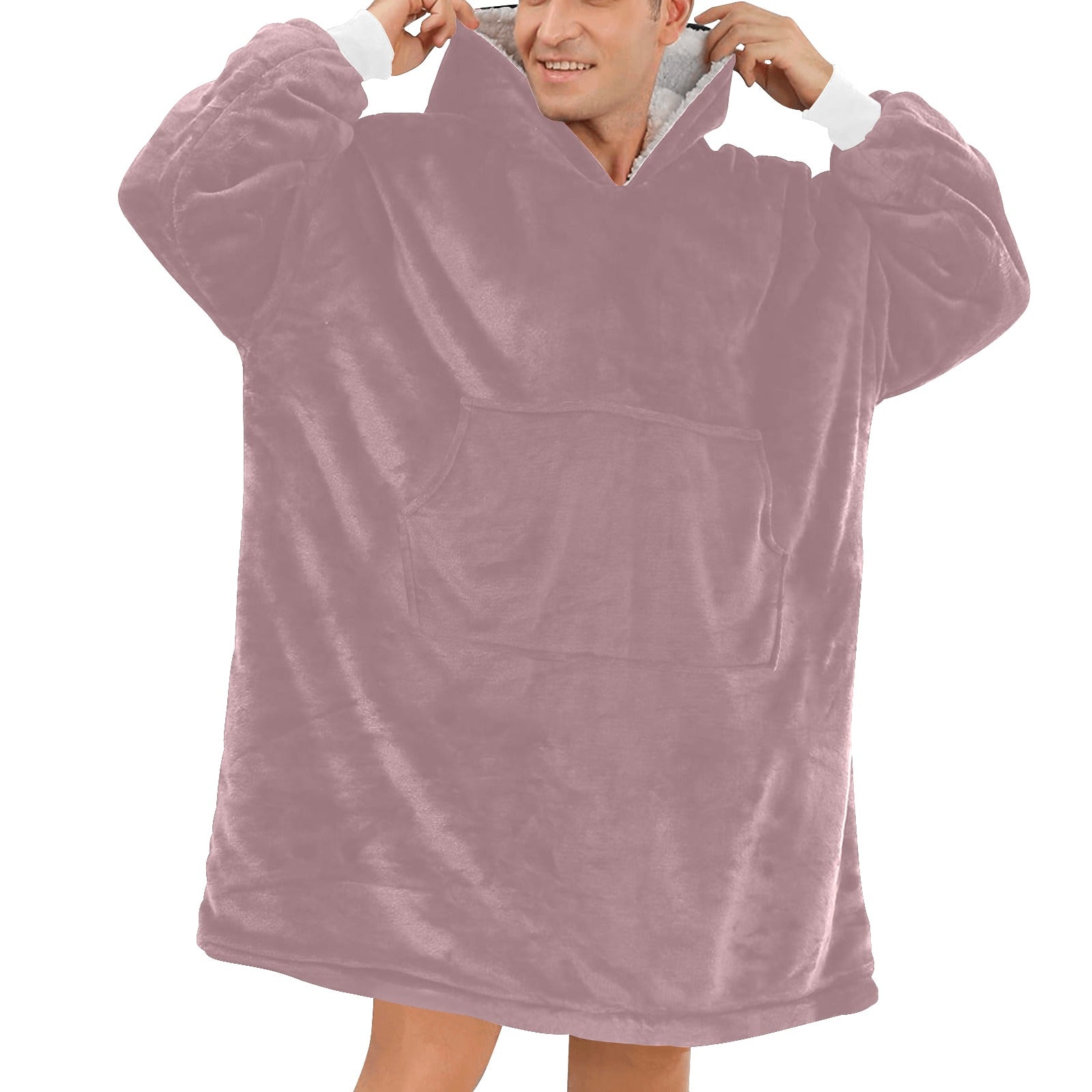 Men's Rosy Brown Solid Blanket Hoodie