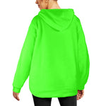 Women's Electric Green Solid Flannel Hoodie