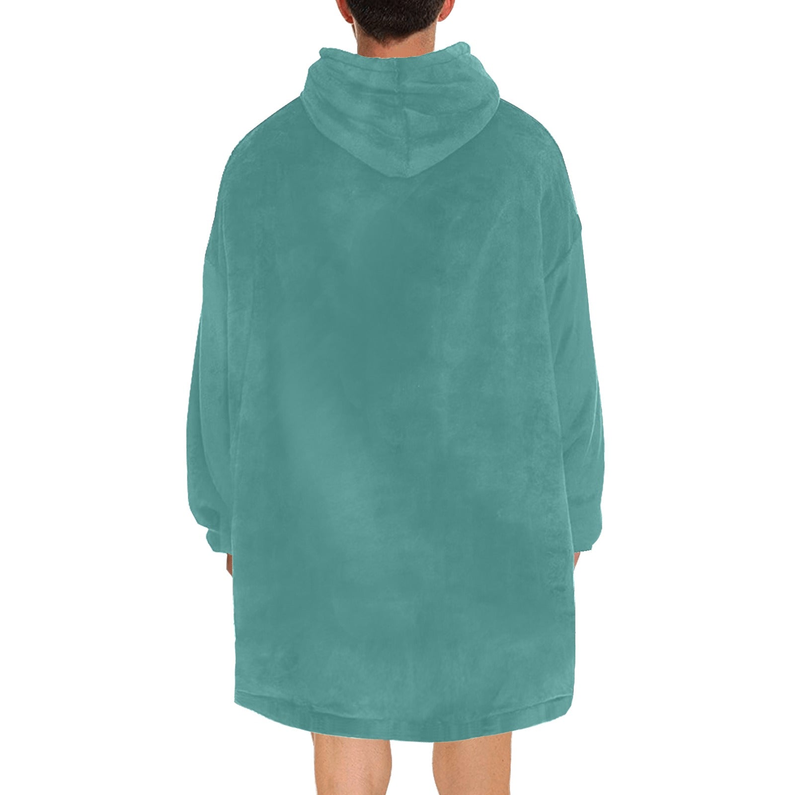 Men's Dark Cyan Solid Blanket Hoodie