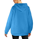 Women's Steel Blue Solid Flannel Hoodie