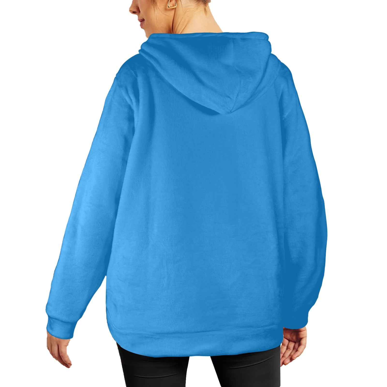 Women's Steel Blue Solid Flannel Hoodie