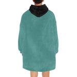 Men's Dark Cyan & Black Solid Blanket Hoodie