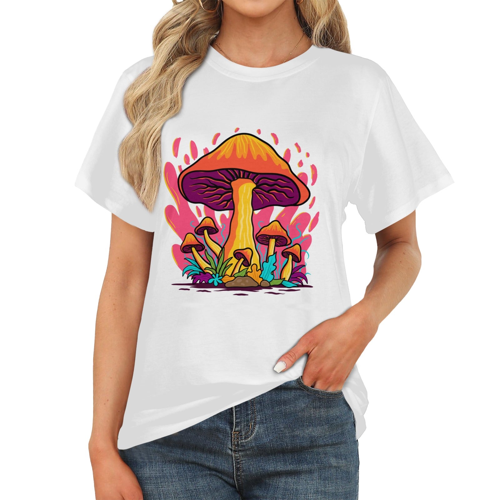Women's Flaming Mushroom Acid & Punk Classic Fit T-shirt