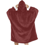 Women's Wine Solid Blanket Hoodie