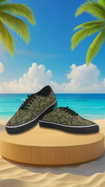 Women's Olive Snake Print Low Top Canvas Shoes