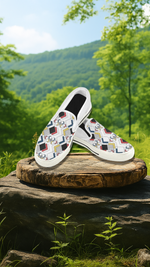 Women's Clashing Cubes Geometrical Print Slip-on Canvas Shoes