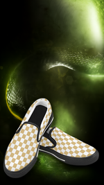 Men's Mustard Checks Print Slip-on Canvas Shoes