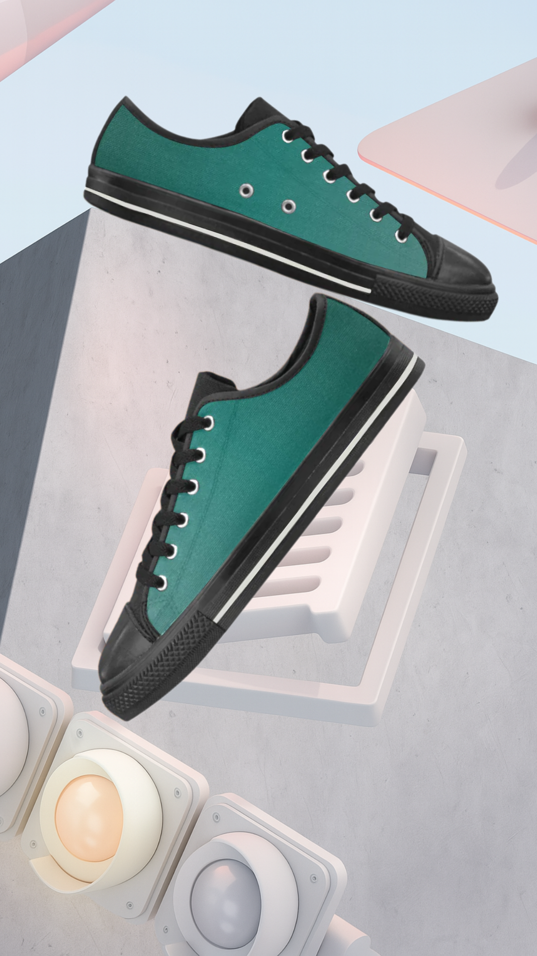 Men's Aqua Green Solids Print Canvas Low Top Shoes