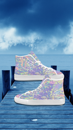 Women's Pastel Shades Paint Splatter Print Canvas High Top Shoes