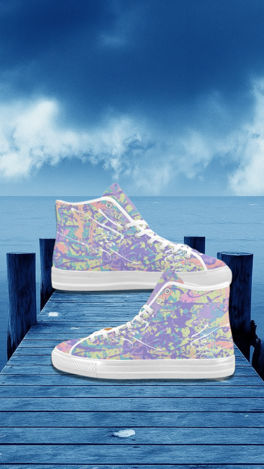 Women's Pastel Shades Paint Splatter Print Canvas High Top Shoes