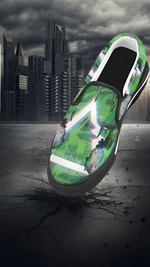 Men's Green Psychedelic Print Canvas Slip-on Shoes