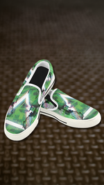 Men's Green Psychedelic Print Canvas Slip-on Shoes