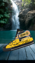 Men's Retro Cassette Pop Art Print Canvas High Top Shoes