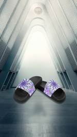 Women's Lavender Starburst Abstract Slider Sandals