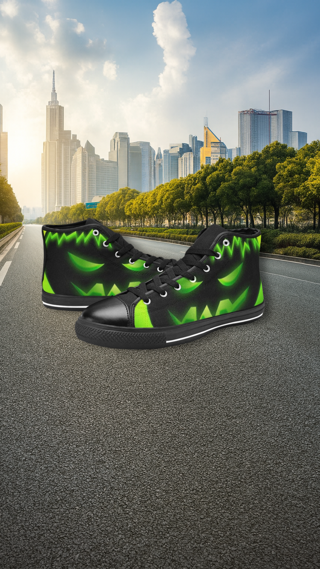 Women's Neon Pumpkin Abstract High Top Shoes