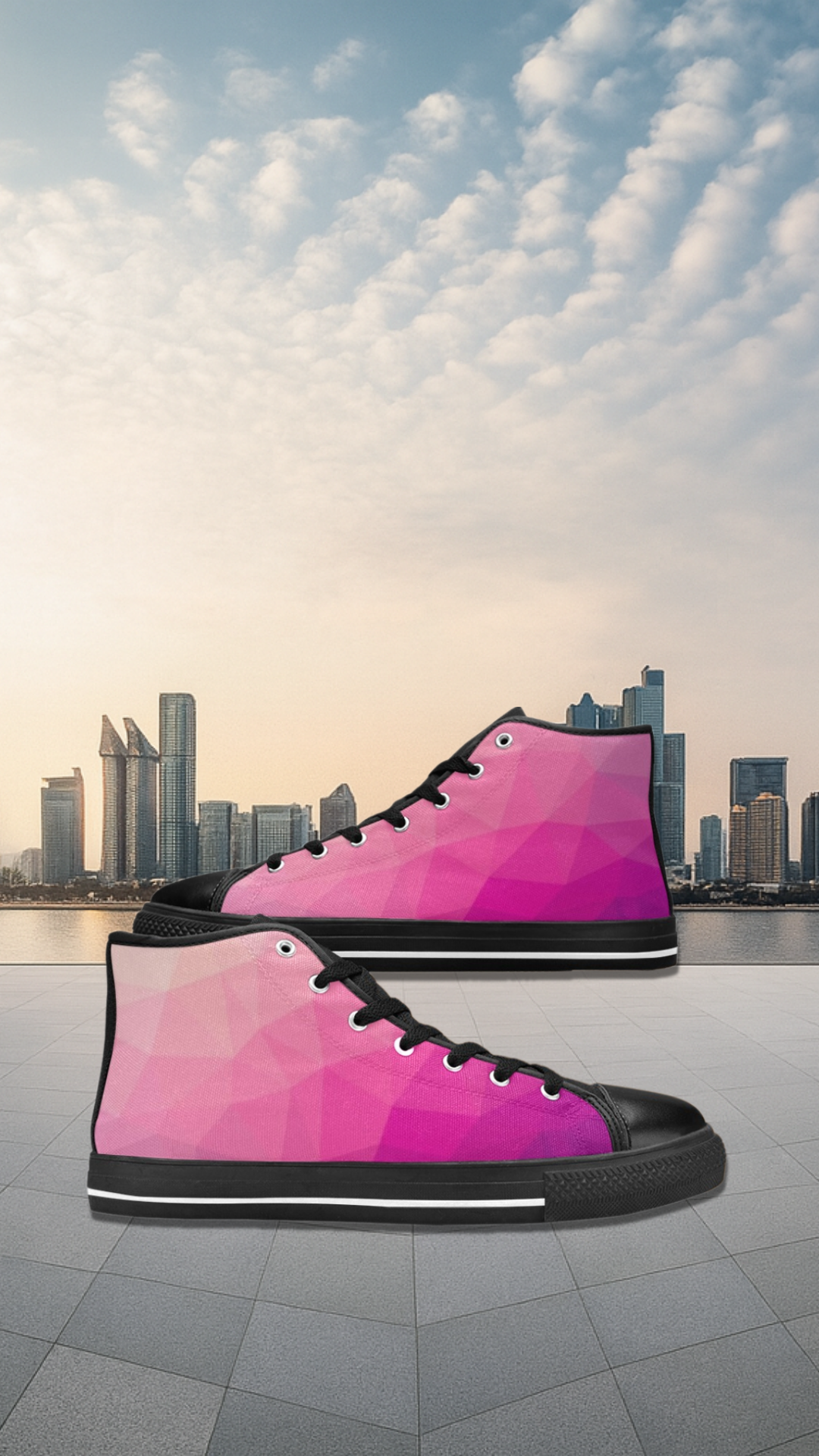Women's Pink Hue Prism Abstract High Top Shoes