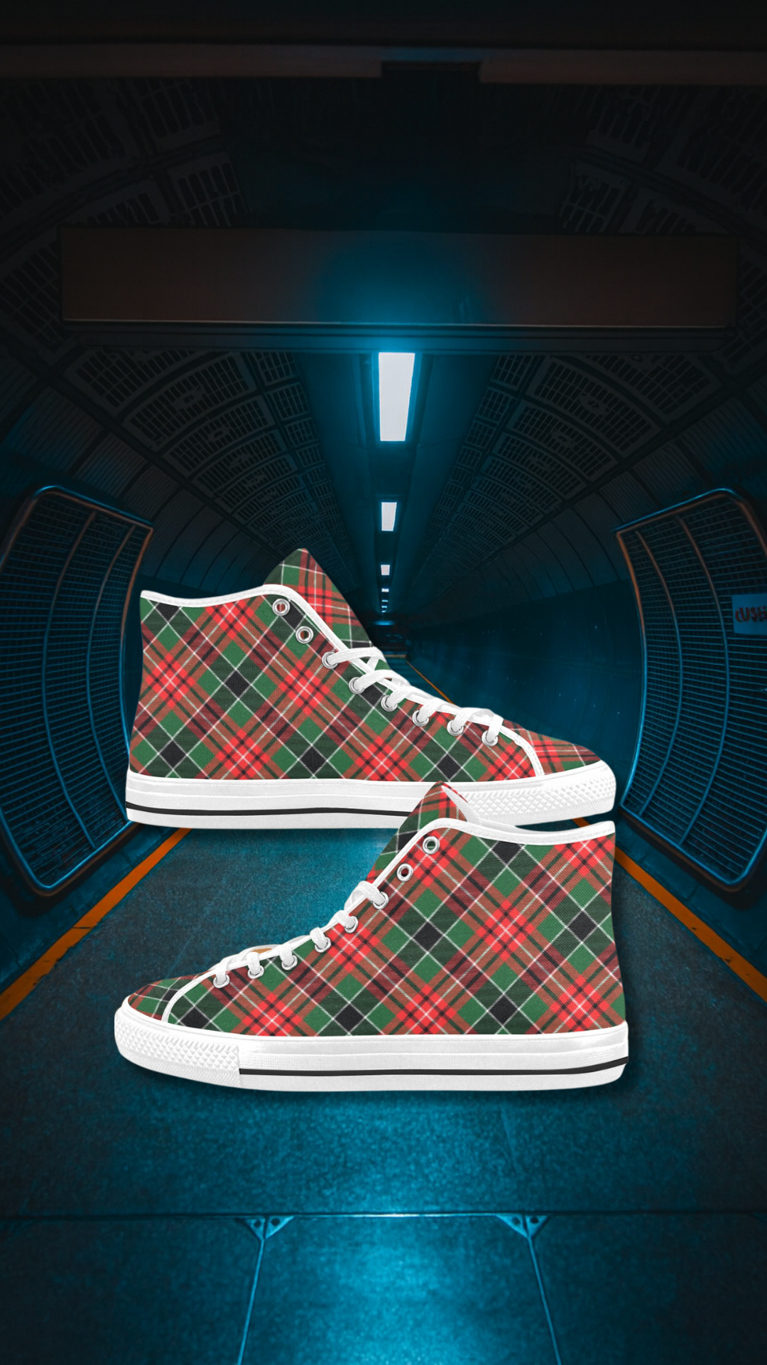 Women's Congested Tartan Blaze Abstract High Top Shoes