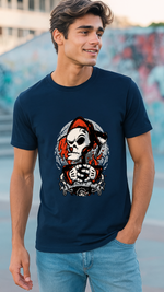 Men's Drip Skull Streetwear Classic Fit T-shirt