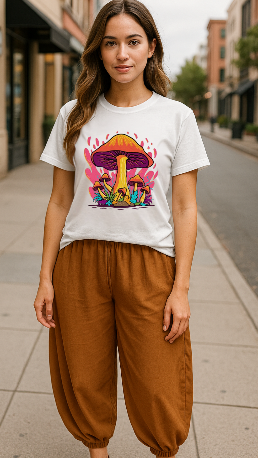 Women's Flaming Mushroom Acid & Punk Classic Fit T-shirt