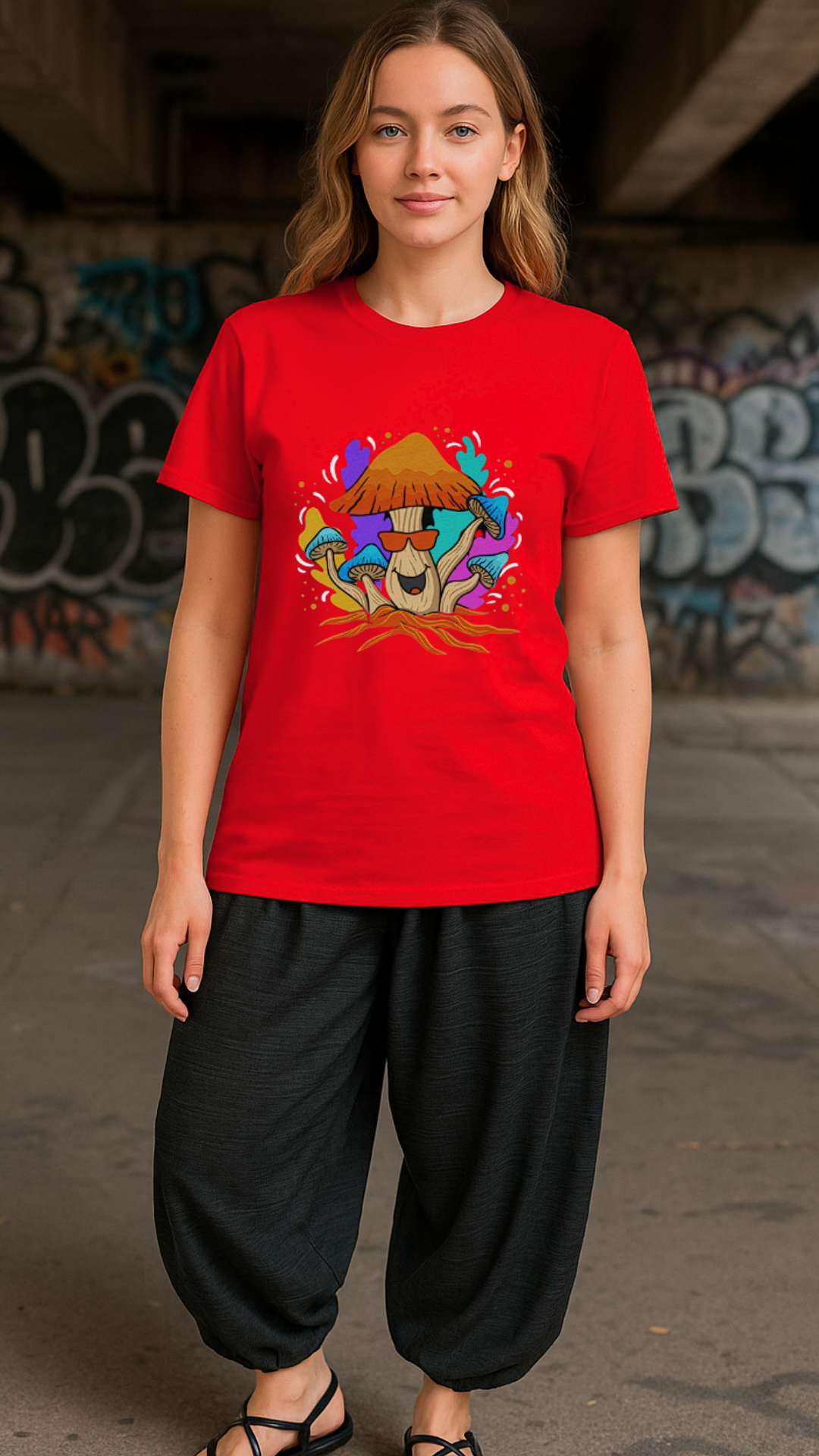 Women's Happy Mushroom Acid & Punk Classic Fit T-shirt