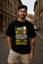 Men's I Make Beer Disappear Typography Oversized T-shirt