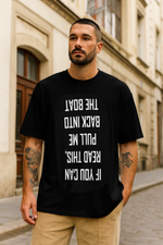 Men's Pull Me Back Typography Oversized T-shirt
