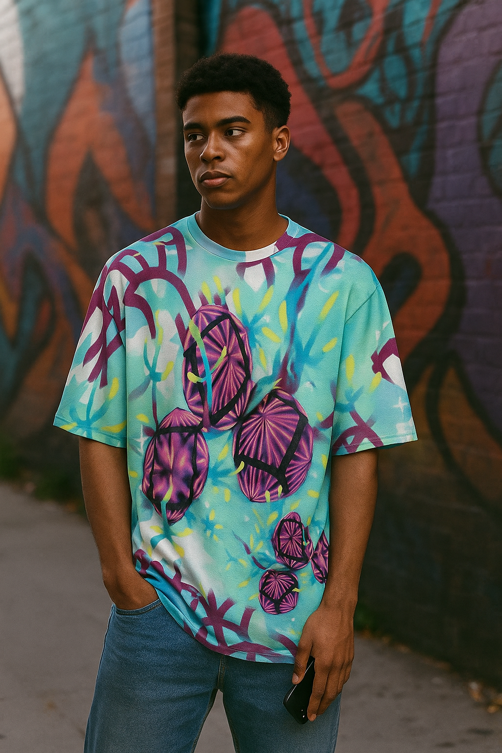Men's Psychedelic Art Acid & Punk Oversized T-shirt