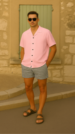 Men's Cherry Blossom Pink Solid Half Sleeve Shirt