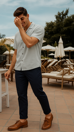 Men's Silver Solid Half Sleeve Shirt