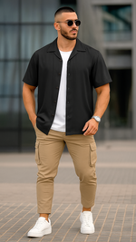 Men's Black Solid Half Sleeve Shirt
