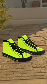 Women's Fluorescent Yellow Solid High Top Shoes