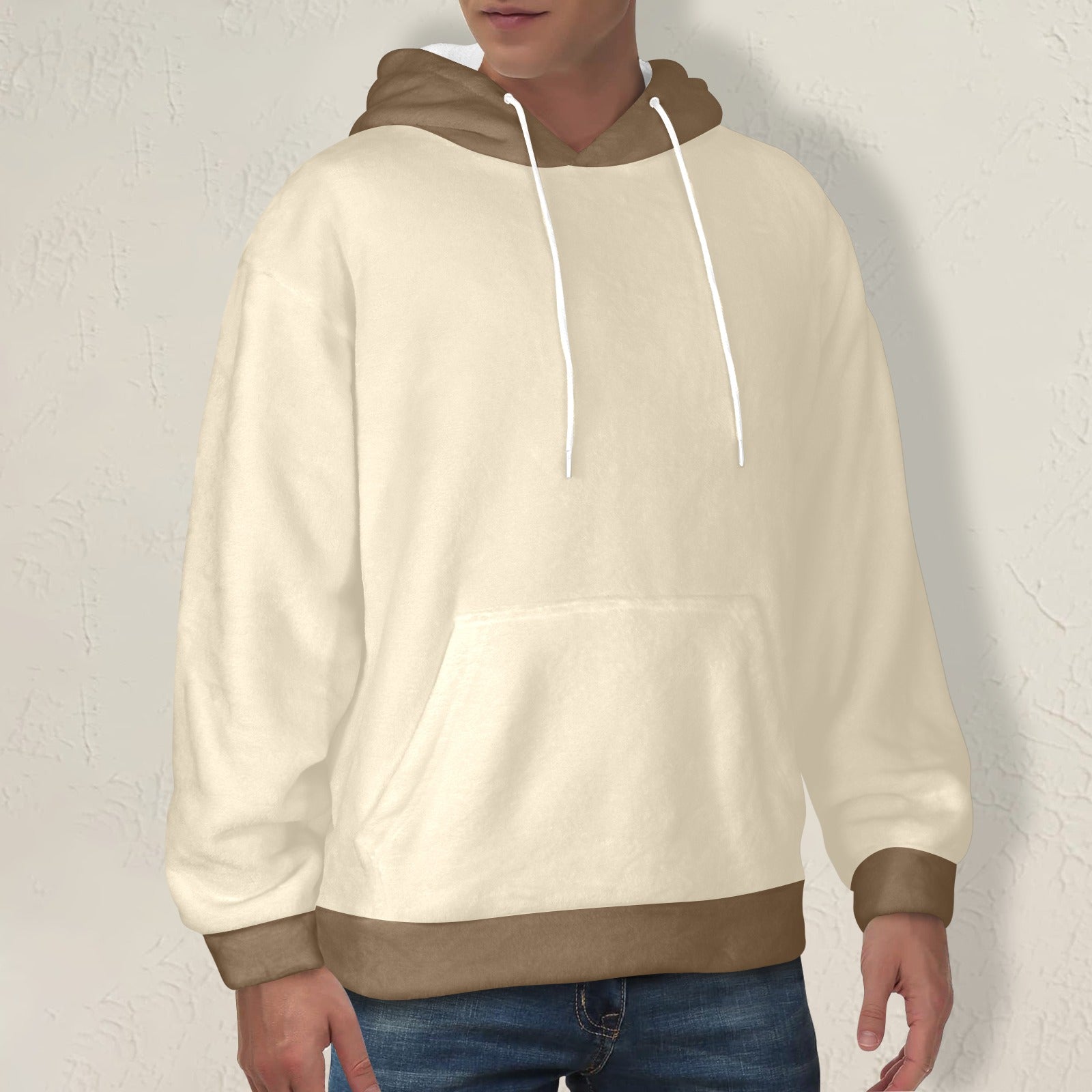 Men's Coffee Creme Solid Flannel Hoodie