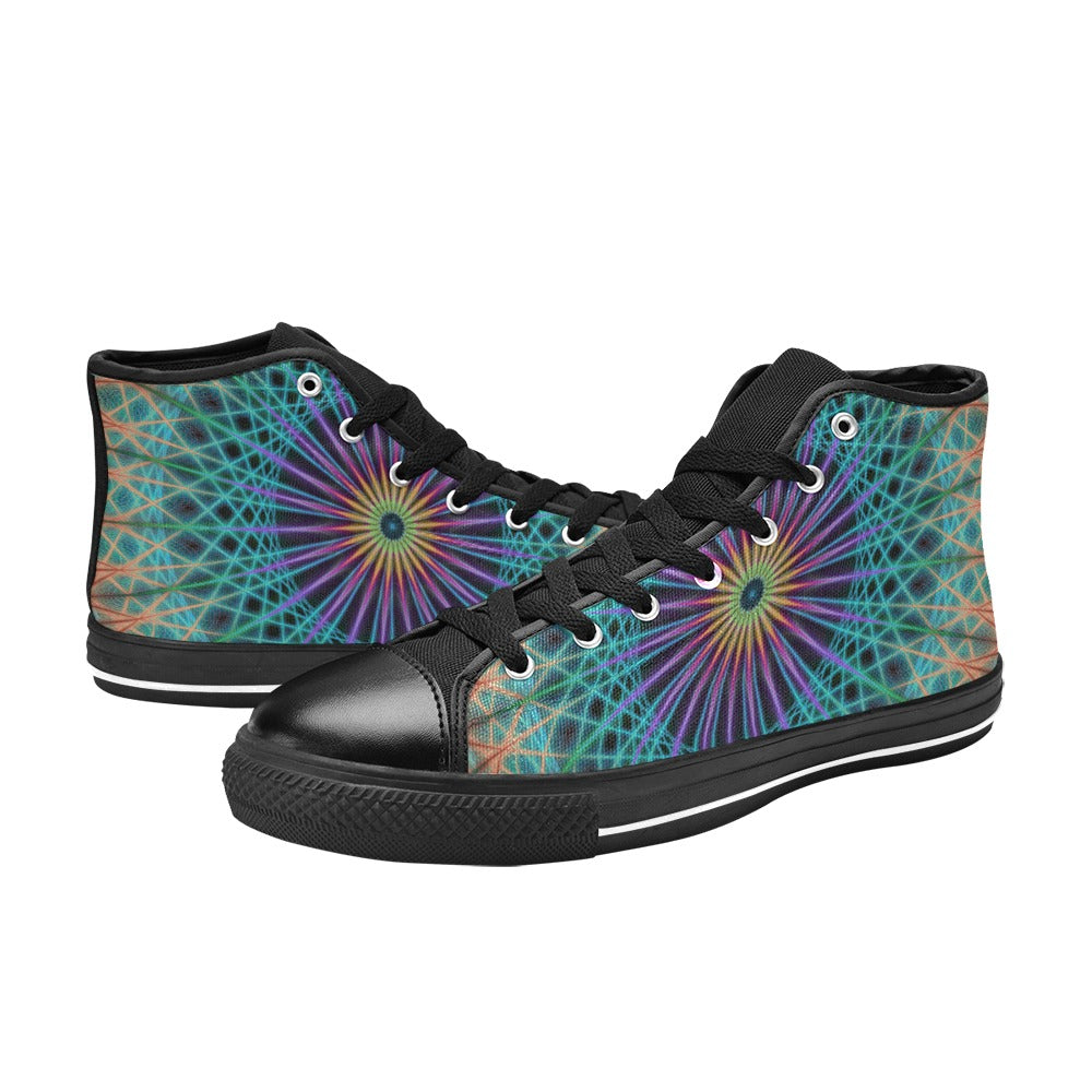 Women's Aurora Fractal Abstract High Top Shoes