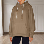 Women's Pastel Brown Solid Flannel Hoodie