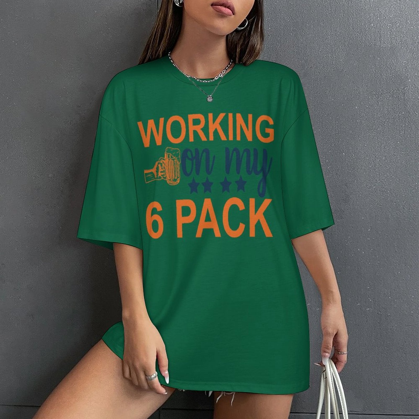 Women's 6 Pack Typography Oversized T-shirt