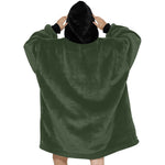 Women's Rifle Green & Black Solid Blanket Hoodie