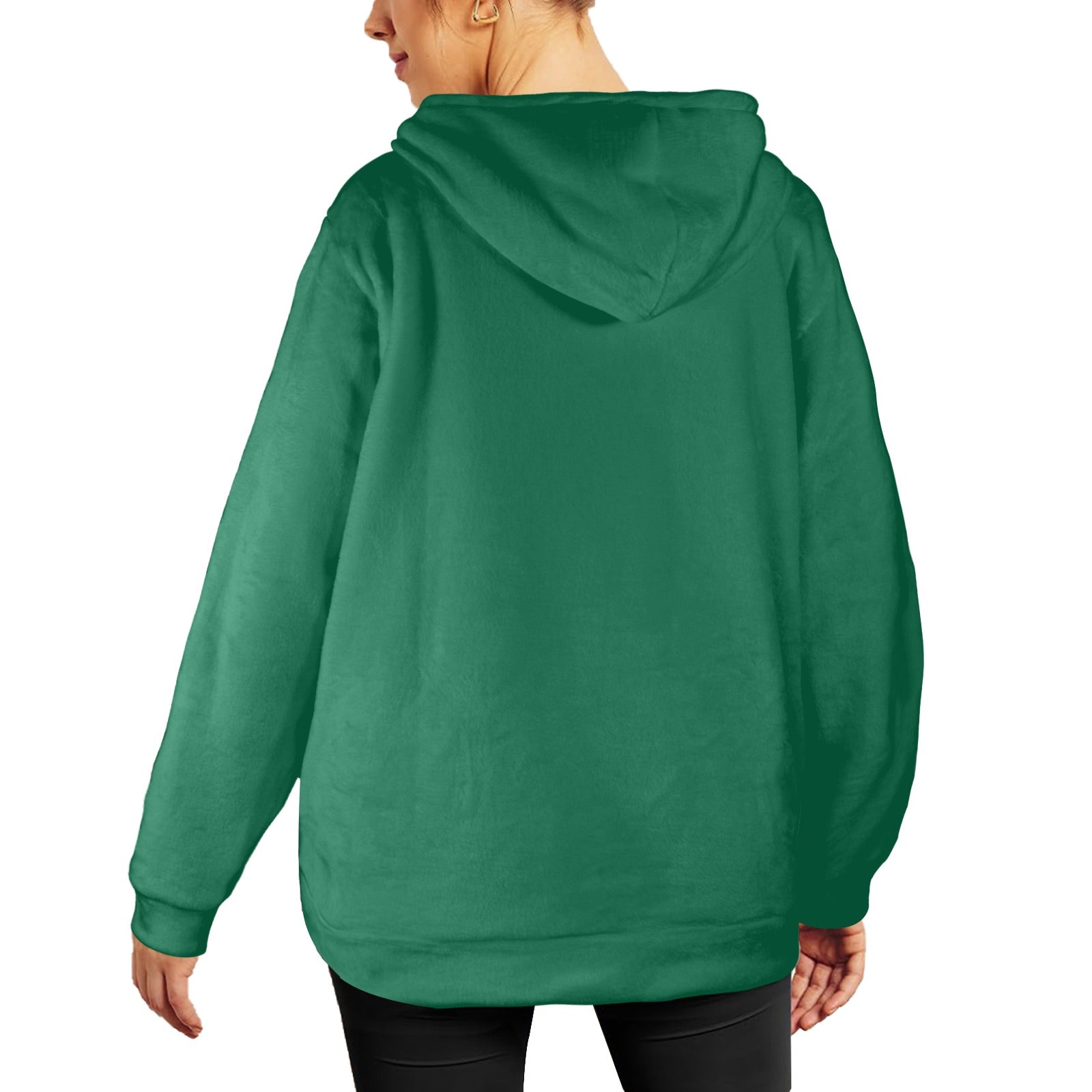 Women's Bottle Green Solid Flannel Hoodie