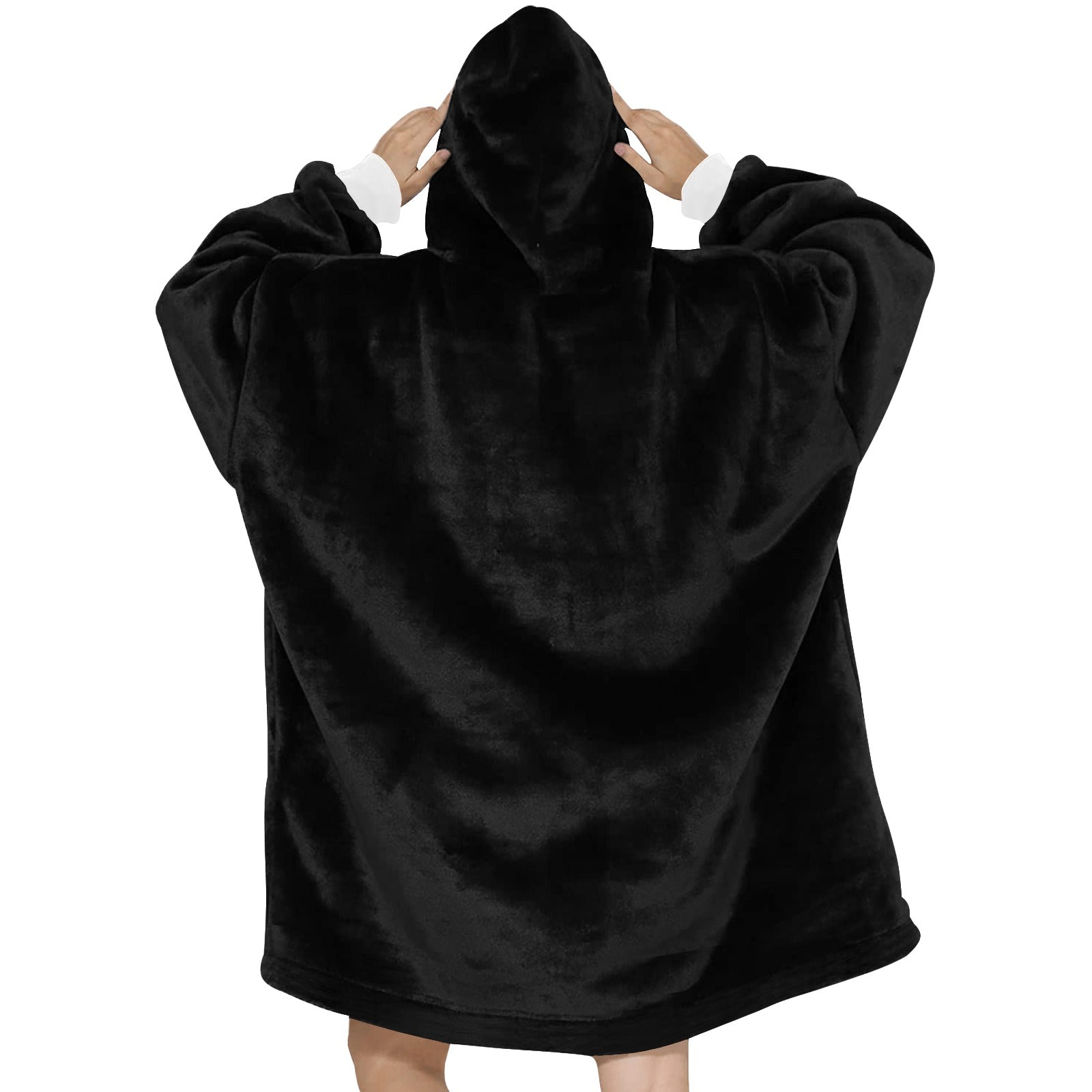 Women's Black Solid Blanket Hoodie
