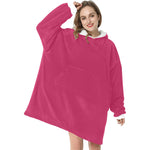 Women's Dark Pink Solid Blanket Hoodie