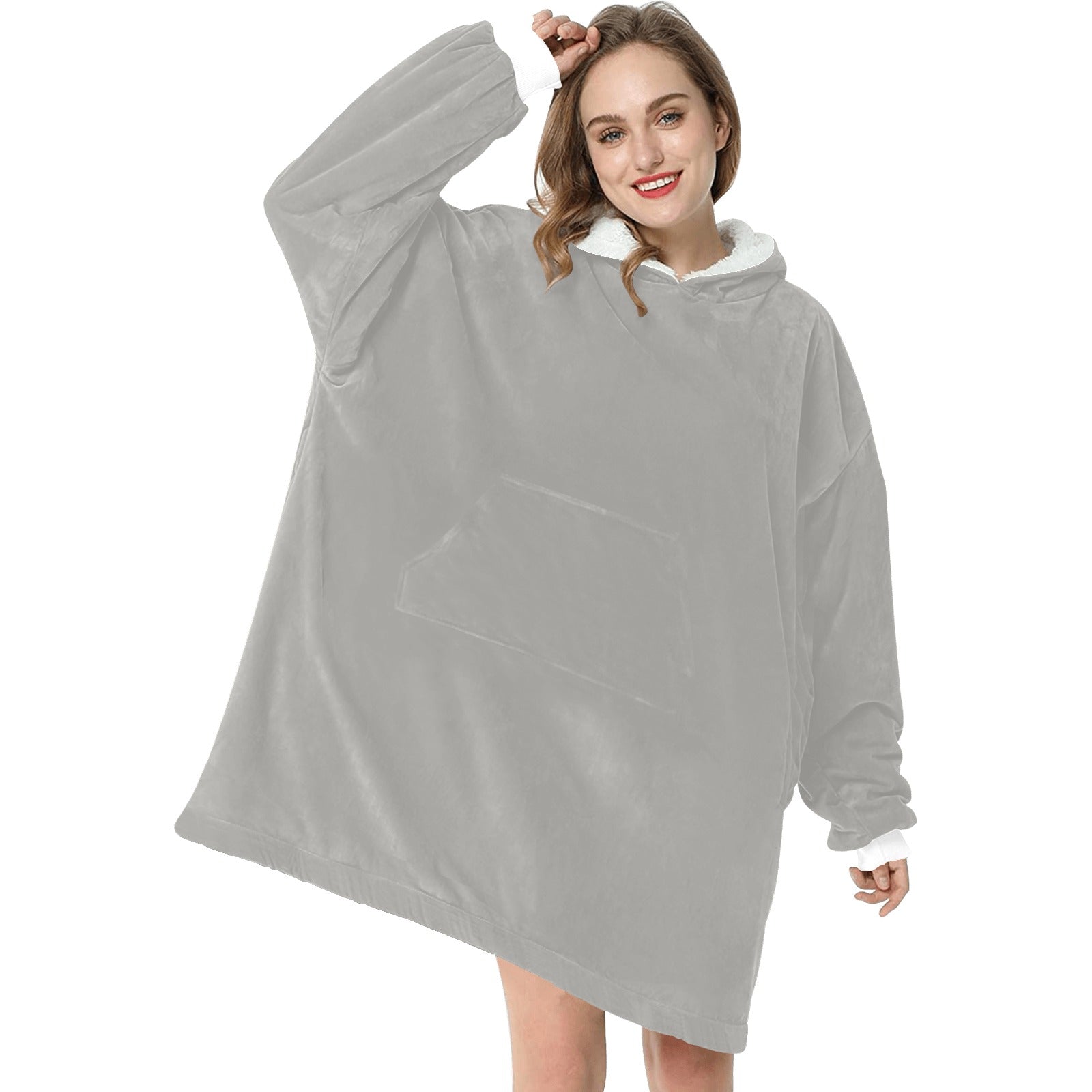 Women's Dark Gray Solid Blanket Hoodie