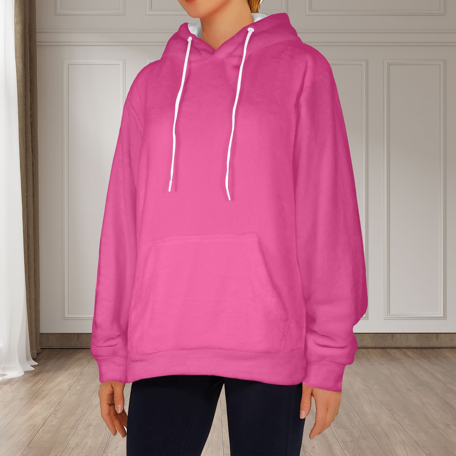 Women's Dark Pink Solid Flannel Hoodie