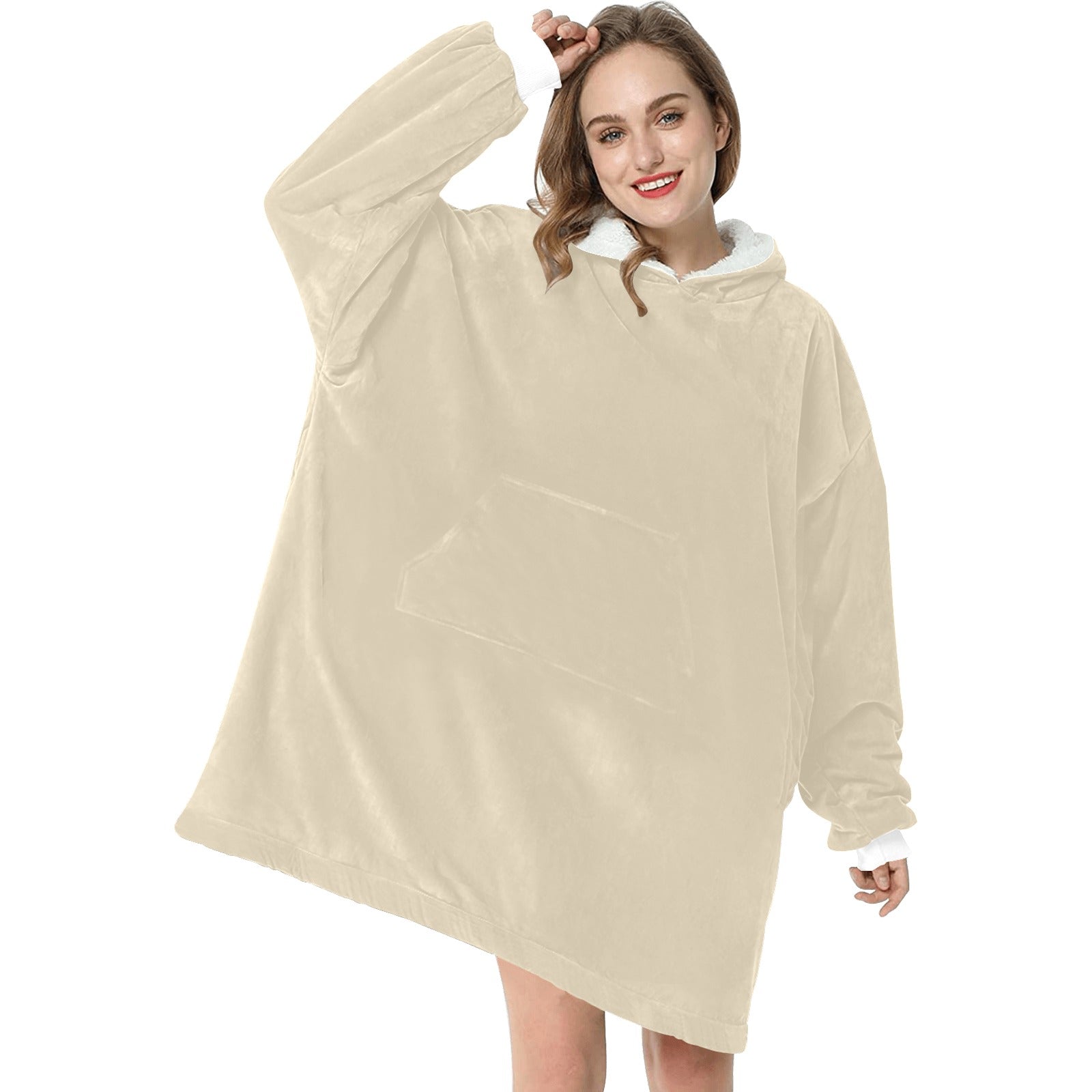 Women's Almond Solid Blanket Hoodie